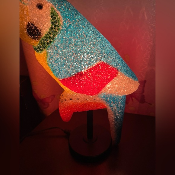 Rare Vintage Popcorn plastic Parrot lamp on a metal stand Lovely accent lamp - Picture 2 of 16